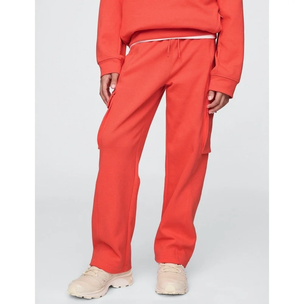 NEW GAP KIDS SWEATPANTS JOGGERS ORANGE $50 CARGO PANT FLEECE XL 12‎